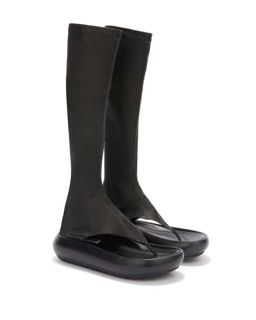 Jil Sander Black Open-Toe Leather Boots