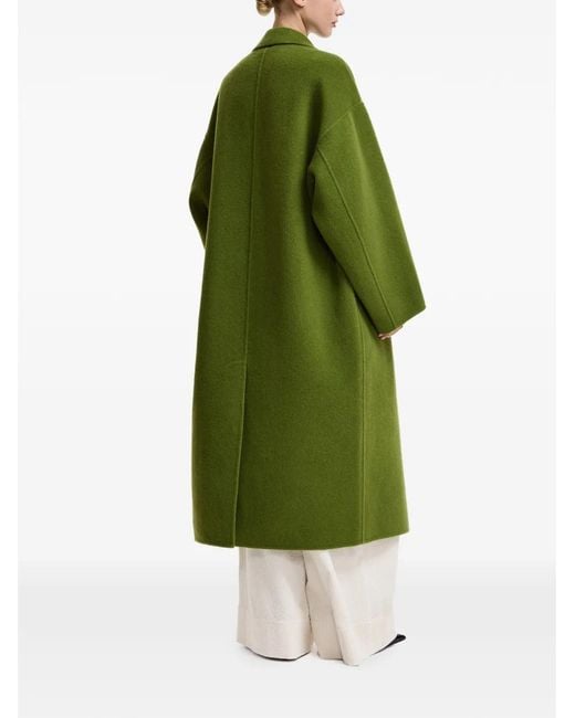 Essentiel Antwerp Green Kelp Double-Breasted Oversized Coat