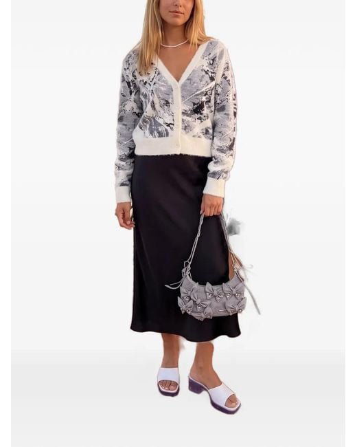 Desigual Gray Abstract-Print Cardigan