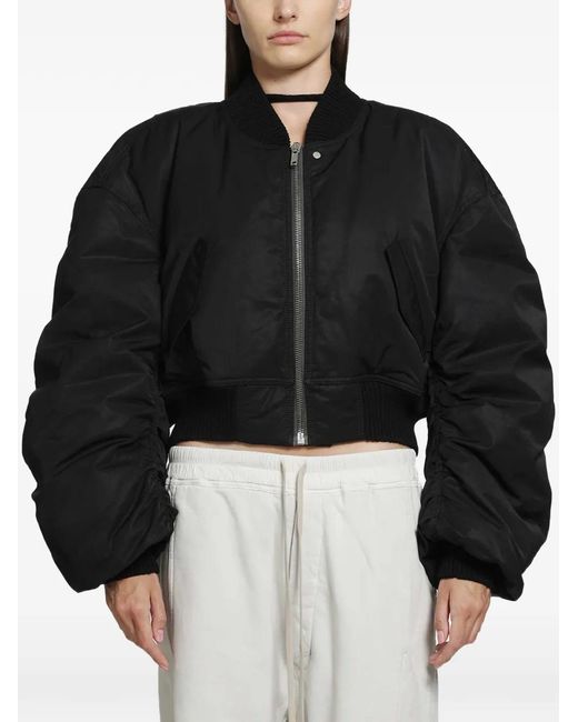 Rick Owens Black Secchia Cropped Bomber Jacket