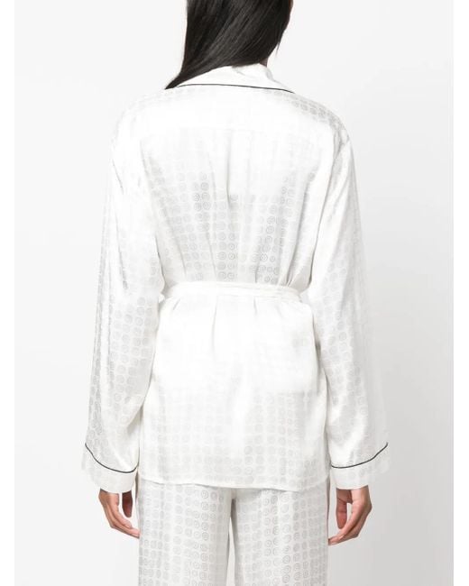 10 Corso Como White Circle-Motif Belted-Waist Shirt