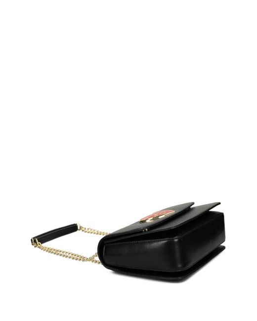 Love Moschino Black Heart-Plaque Chain Shoulder Bag