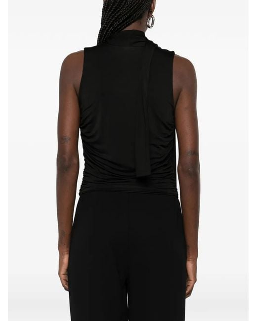 AYA MUSE Black Self-Tie Draped Top