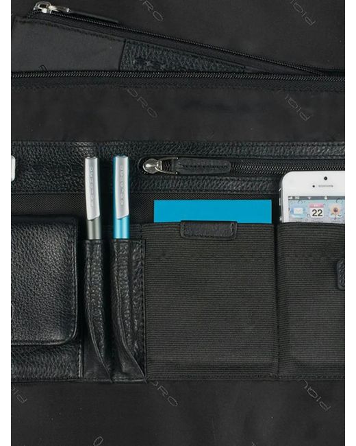 Piquadro Black Expandable Laptop Bag for men