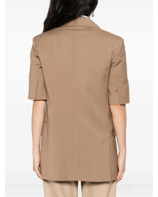 Max Mara Ottuso Blazer Met Gekerfde Revers En Korte Mouwen in het Natural