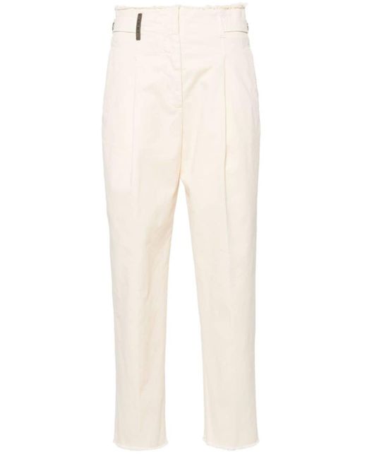Peserico White Cropped-Hose mit ausgefransten Kanten