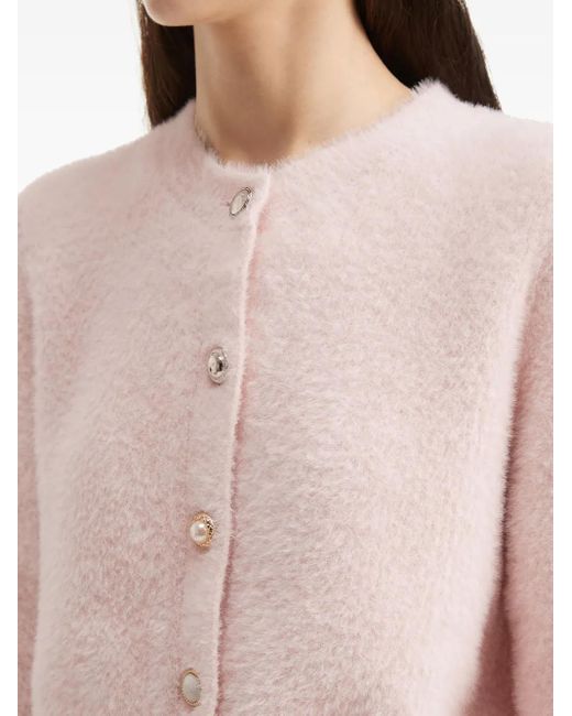B+ AB Pink Embellished-Button Cardigan