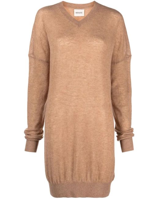 Khaite Natural Fine-Knit V-Neck Jumper