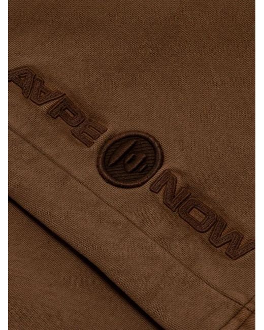 Aape By A Bathing Ape Brown Logo-Embroidered Track Shorts for men