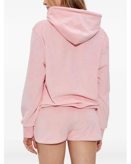 Hunza G Pink Terry Towelling Hoodie