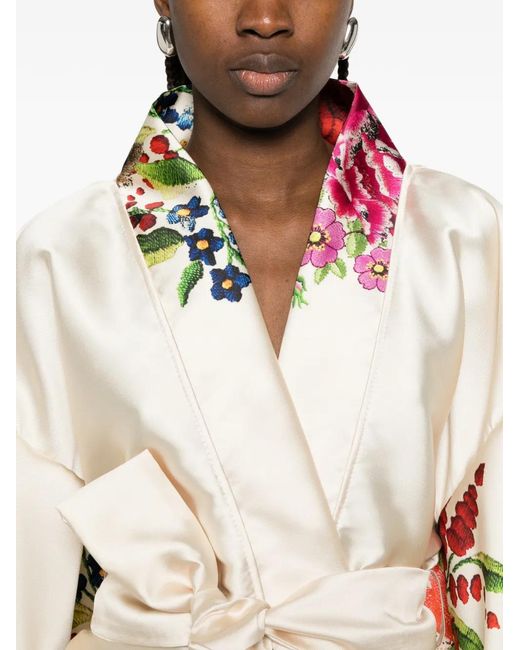 Dolci Follie White Floral Silk Kimono