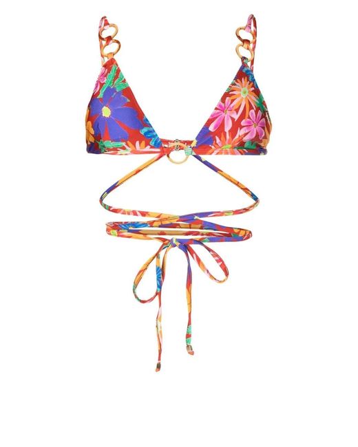 Top de bikini Aster con diseño cruzado PATBO de color Red