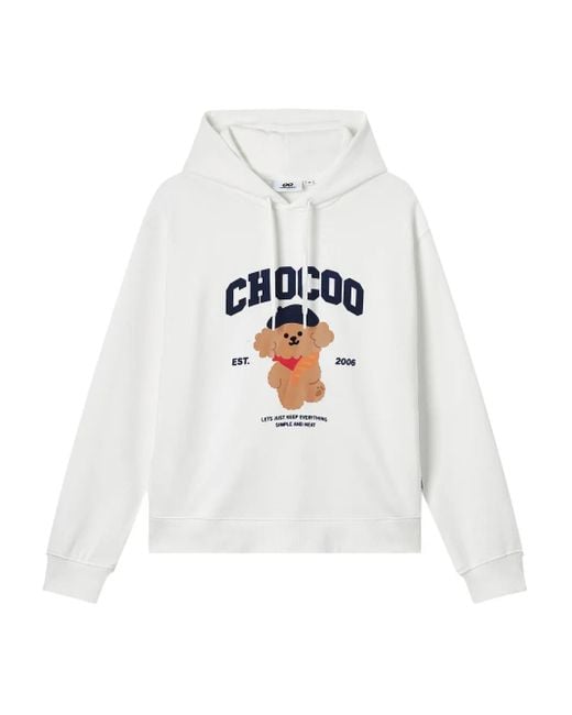 Chocoolate White Bear-Print Hoodie