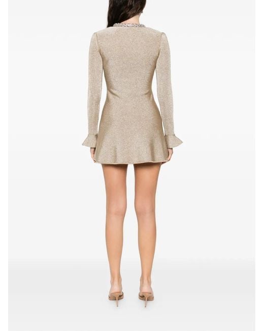 Self-Portrait Embellished Ruffled Mini Dress in Natural | Lyst Self-Portrait Embellished Ruffled Mini Dress in Natural | Lyst