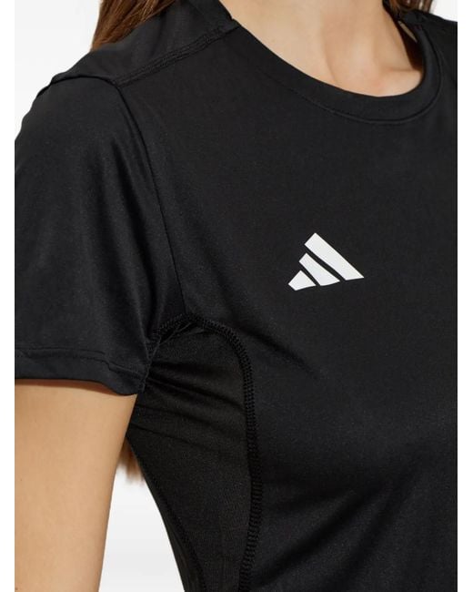 Adidas Black Adizero Logo-Print T-Shirt