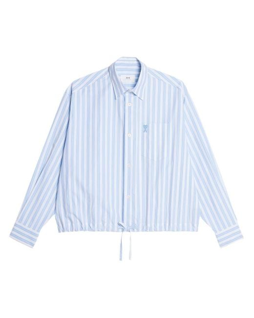 AMI Blue Ami De Coeur Striped Shirt for men