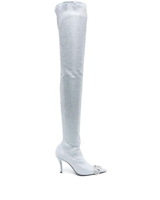 DIESEL White D-Venus Stiefel mit Kristallen 90mm