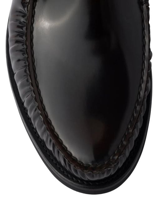 メンズ Prada レザーローファー Black
