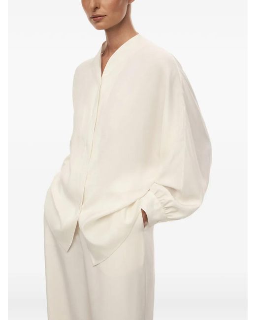 12 STOREEZ White Alice Silk Blouse
