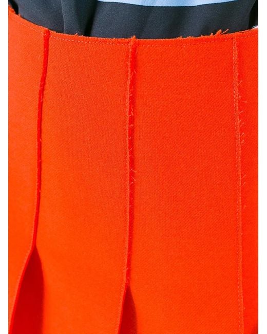 Emilio Pucci Orange Frayed Edge Pleated Skirt