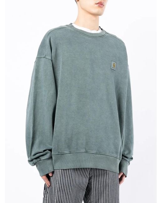 Carhartt Green Chest Logo-Patch Sweatshirt for men