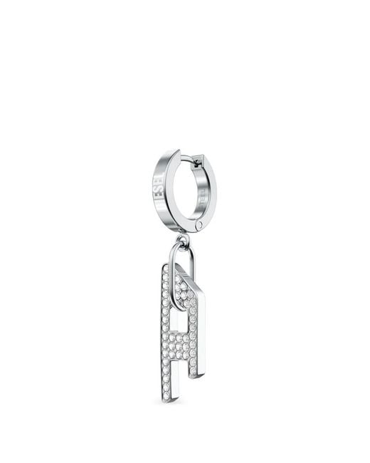 DIESEL White Stainless Steel D Drop Earring