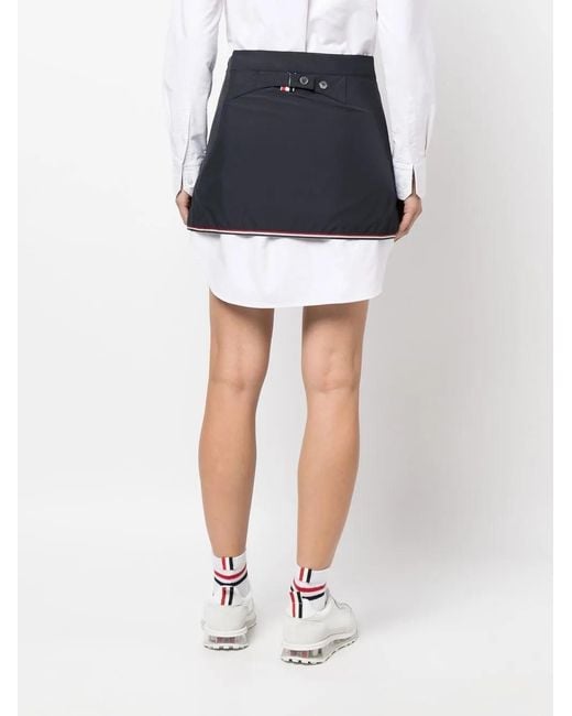 Thom Browne Blue Structured Midi Skirt With Contrasting Piping