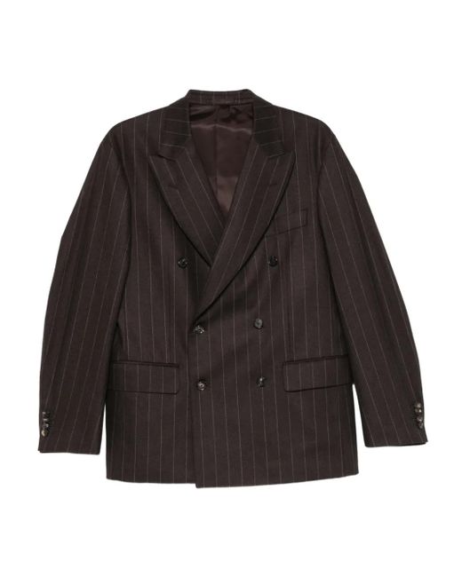 Kaptain Sunshine Gray Pinstripe Double-Breasted Jacket for men