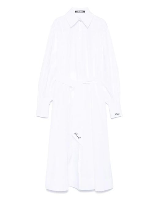 Karl Lagerfeld White Shirt Dress With Bow Detail