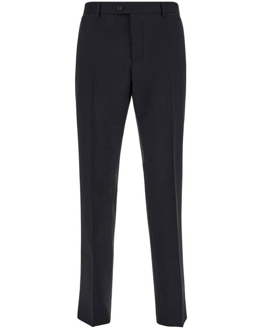 Ferragamo Blue Mid-Rise Straight-Leg Trousers for men
