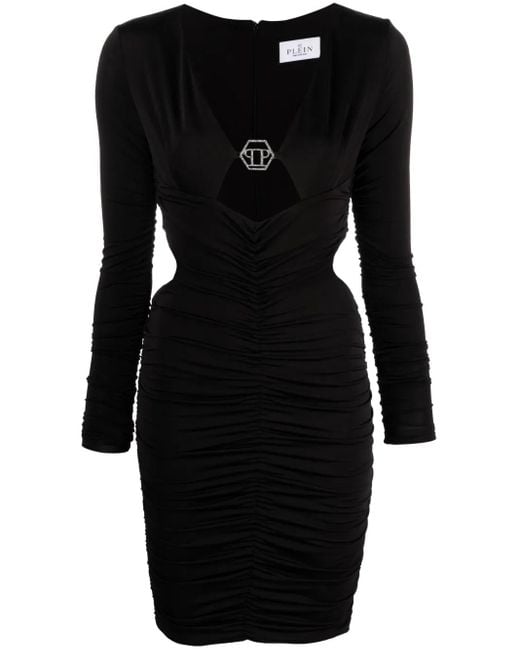 Philipp Plein Mini-Jurk Met Logoplakkaat in het Black