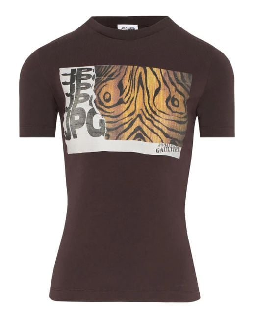 Jean Paul Gaultier T-Shirt Met Print En Ronde Hals in het Brown