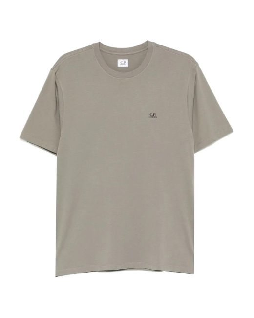 C P Company Gray Logo-Print Cotton T-Shirt for men