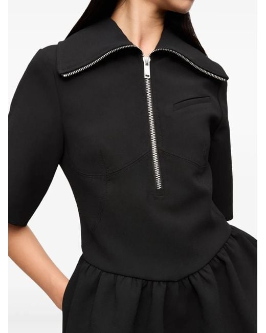 Ganni Black Zip-Up Minidress