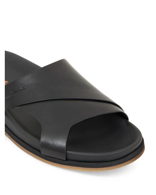 Santoni Black Crossover Leather Sandals for men