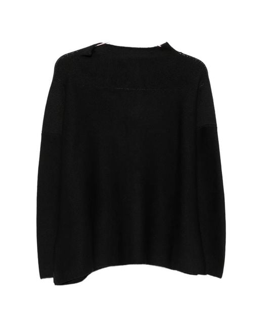 Daniela Gregis Black Fine-Knit Drop-Shoulder Knit