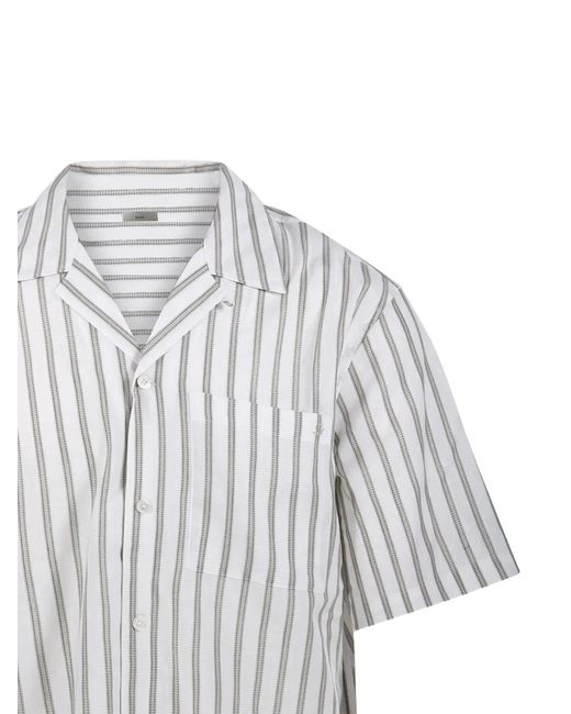 DUNST Gray Striped Short-Sleeve Shirt for men