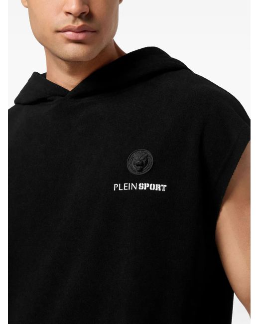 Philipp Plein Black Sleeveless Vest Hoodie for men