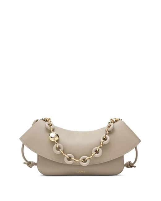 Borsa A Spalla Ola Media Con Decorazione di Loewe in White