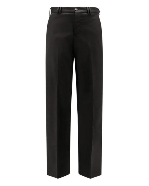 PT Torino Black Buttoned Straight-Leg Trousers for men