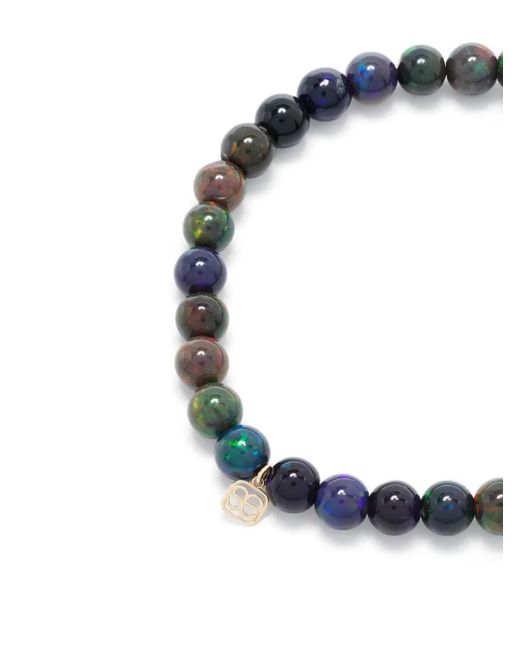 Sydney Evan Blue 14Kt- Tiny Sitting Buddha Opal Beaded Bracelet for men