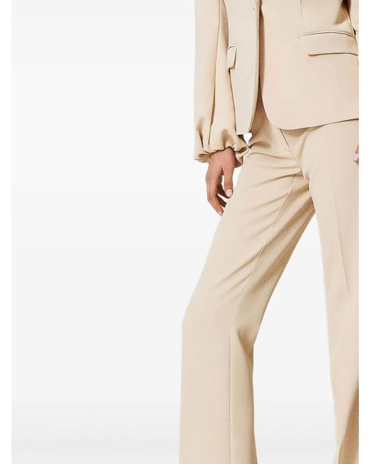 Twinset Natural Crêpe Flared Trousers