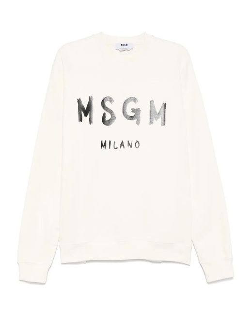 MSGM Natural Logo-Print Sweatshirt for men