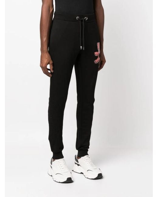 Philipp Plein Black Teddy Motif Track Pants for men