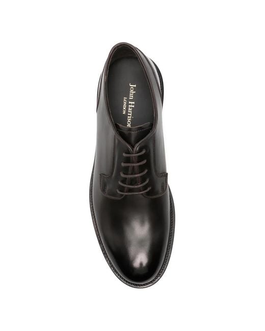 JOHN HARRISON Black Lace-Up Leather Derby Shoes for men