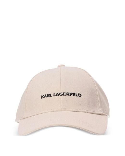 Karl Lagerfeld Natural Logo-Embroidered Baseball Cap
