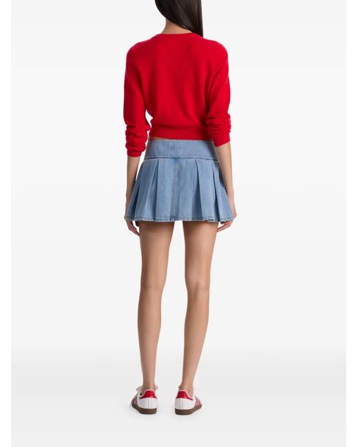 Alice + Olivia Blue Amy Pleated Denim Mini Skirt