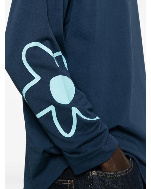 flâneur Blue Blossom Logo-Print Long-Sleeve T-Shirt for men