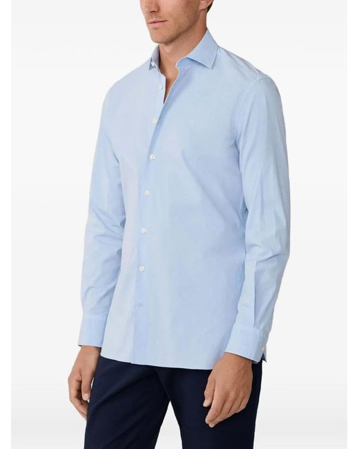 Hackett Blue Cutaway-Collar Poplin Shirt for men