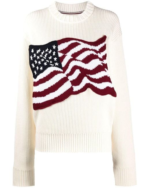 Tommy Hilfiger White Pullover mit Amerika-Flagge